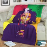 Smoking Bob Marley 420 Rastafarian Art Fleece Blanket