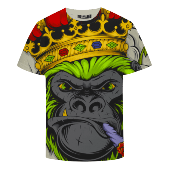 Smoking Joint Gorilla With Crown Vector Art Awesome T-shirt