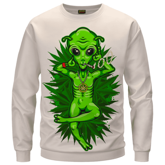 Smoking Marijuana Dope Alien Cool Art Sweater