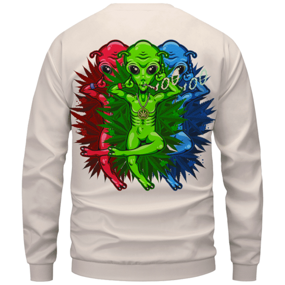 Smoking Marijuana Dope Alien Cool Art Sweater - Back Mockup