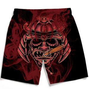 Smoking Samurai Dark Red Japanese Theme Awesome Men's Shorts