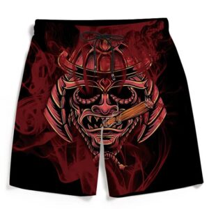 Smoking Samurai Dark Red Japanese Theme Awesome Men's Shorts