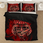 Smoking Samurai Dark Red Japanese Theme Awesome Bedding Set