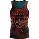 Smoking Samurai Dark Red Japanese Theme Awesome Tank Top