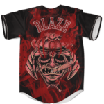 Smoking Samurai Dark Red Japanese Theme Baseball Jersey
