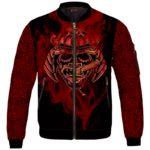 Smoking Samurai Dark Red Japanese Theme Bomber Jacket