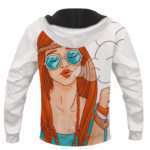 Smoking Weed Hippie Cool Art Fantastic White Hoodie - BACK