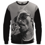 Snoop Dogg Smoking Joint Gray Black Awesome Sweater