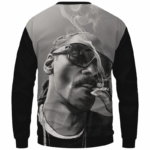 Snoop Dogg Smoking Joint Gray Black Awesome Sweater - Back Mockup