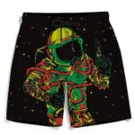 Space Man Astronaut Galaxy Smoking Bong Marijuana Beach Shorts