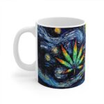 Starry Night Marijuana Leaf Painting Stylish Coffee Mug