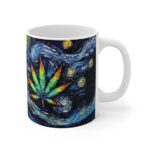 Starry Night Marijuana Leaf Painting Stylish Coffee Mug