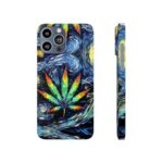 Starry Night Marijuana Leaf Painting Stylish iPhone 13 Case