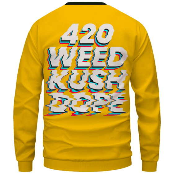 Stoned Girl Smoking Kush Color Splash 420 Marijuana Crewneck Sweatshirt Back