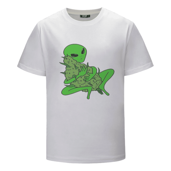 Stoner Alien Hugging Marijuana Mary Jane Nug Weed T-shirt