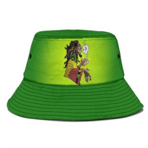 Stoner Rastaman Smoking Weed Joint Green Bucket Hat