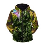 Stoner Soldier Smoking Weed Dope Camouflage Zip Up Hoodie