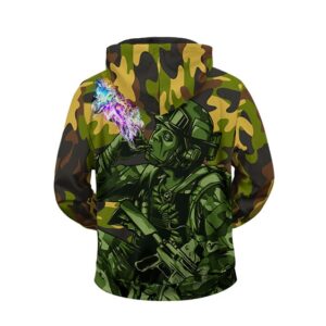Stoner Soldier Smoking Weed Dope Camouflage Zip Up Hoodie