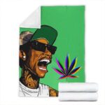 Stoner Wiz Khalifa Rainbow Marijuana Leaf Art Throw Blanket