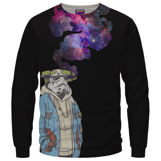 Storm Trooper Smoking Galaxy 420 Marijuana Crewneck Sweatshirt