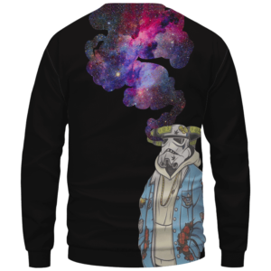 Storm Trooper Smoking Galaxy 420 Marijuana Crewneck Sweatshirt Back