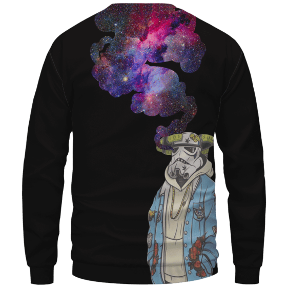 Storm Trooper Smoking Galaxy 420 Marijuana Crewneck Sweatshirt Back