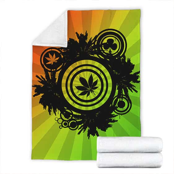Stylish 420 Marijuana Weed Symbol Artwork Throw Blanket