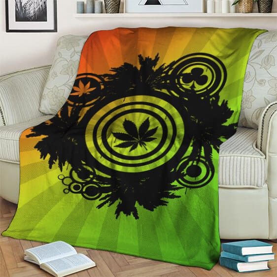 Stylish 420 Marijuana Weed Symbol Artwork Throw Blanket
