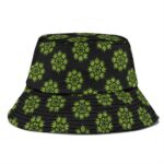Stylish Circle Of Weed Leaf Pattern Black Bucket Hat