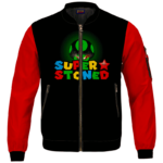 Super Stoned Mushroom Weed Marijuana Mario Cool Bomber Jacket