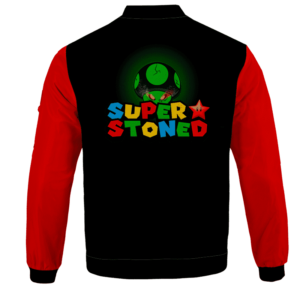 Super Stoned Mushroom Weed Marijuana Mario Cool Bomber Jacket - BACK