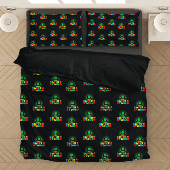 Super Stoned Mushroom Weed Mario Cool Seamless Bedding Set