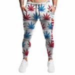Supreme Themed Marijuana Leaves Pattern Stylish Jogger Pants