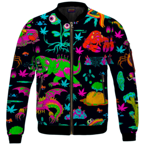 The Adventures of Rick and Morty Monsters Trippy Marijuana Bomber Jacket