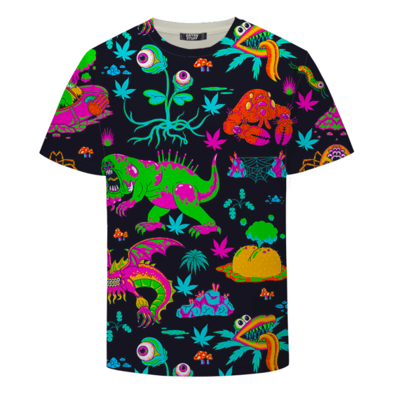 The Adventures of Rick and Morty Monsters Trippy Weed T-Shirt