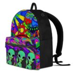 Three Aliens Smoking Weed Colorful Psychedelic Fun Backpack