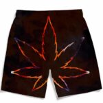Tie Dye Marijuana Leaf Fire Effect 420 Marijuana Beach Shorts