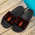 Tie Dye Marijuana Leaf Fire Effect 420 Marijuana Slide Sandals