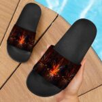 Tie Dye Marijuana Leaf Fire Effect 420 Marijuana Slide Sandals