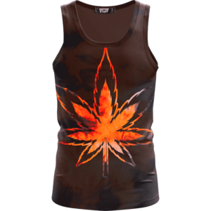 Tie Dye Marijuana Leaf Fire Effect 420 Marijuana Tank Top