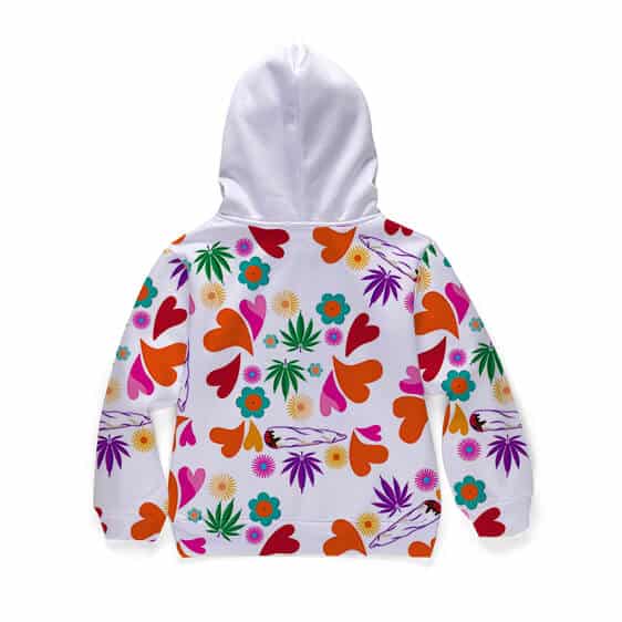 Toke Weed Lovely Heart & Flower Pattern Design Kids Hoodie