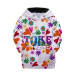Toke Weed Lovely Heart & Flower Pattern Design Kids Hoodie