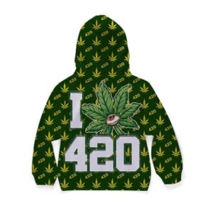 Trippy 420 Eye Marijuana Leaves Pattern Stylish Kids Hoodie