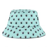 Trippy 420 Marijuana Leaf Pattern Light Blue Bucket Hat