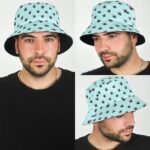 Trippy 420 Marijuana Leaf Pattern Light Blue Bucket Hat