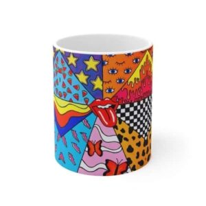 Trippy 420 Rolling Stones Logo Art Dope Ceramic Mug