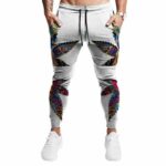 Trippy Cartoon Inside Marijuana Leaf Art White Jogger Pants