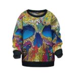 Trippy & Colorful Skull Weed Artwork Dope Kids Sweatshirt
