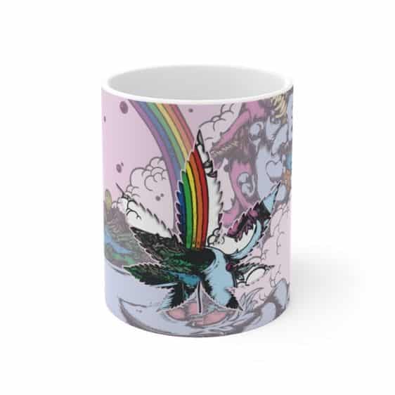 Trippy Cute Unicorn Rainbow Marijuana Art Ceramic Mug