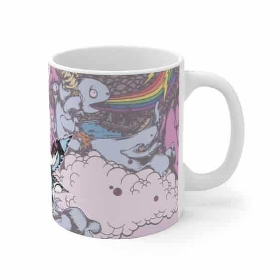 Trippy Cute Unicorn Rainbow Marijuana Art Ceramic Mug